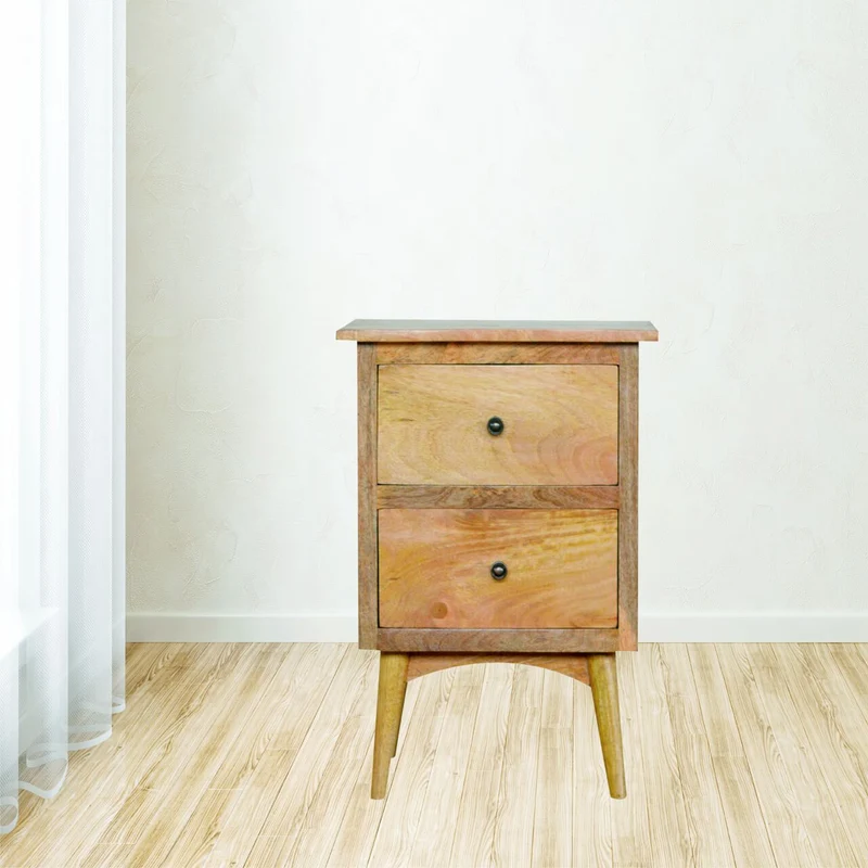 Table d'appoint de style nordique avec 2 tiroirs en bois massif