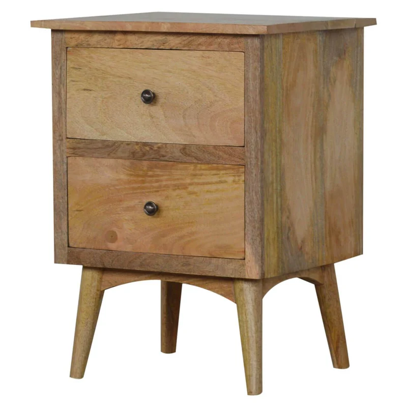 Table d'appoint de style nordique avec 2 tiroirs en bois massif
