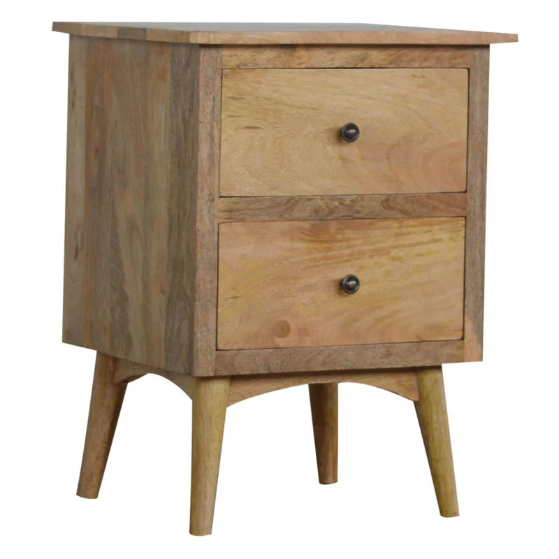 Table d'appoint de style nordique avec 2 tiroirs en bois massif