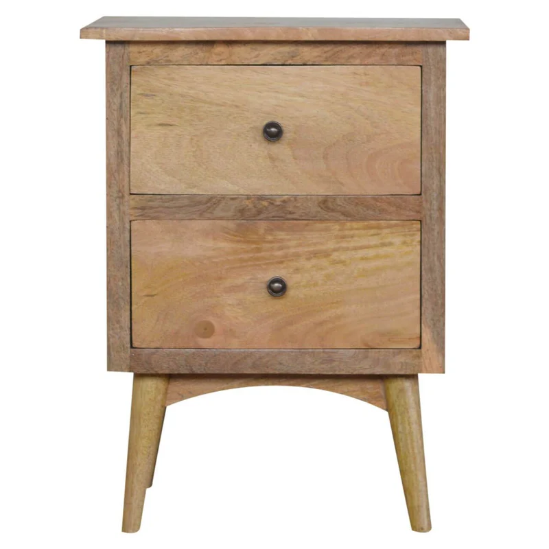 Table d'appoint de style nordique avec 2 tiroirs en bois massif