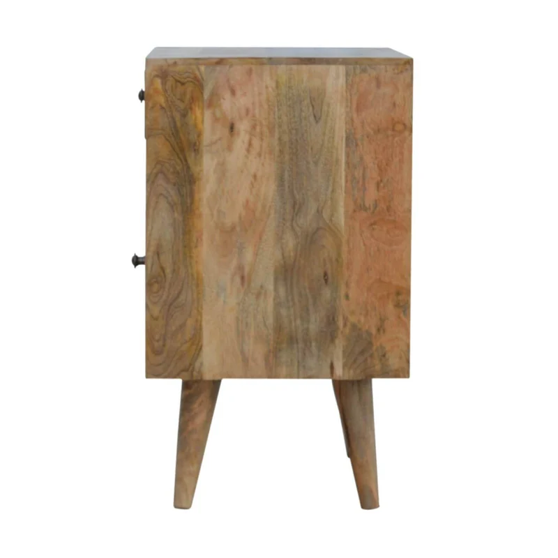 Table de chevet en rotin- 1 tiroir manguier massif