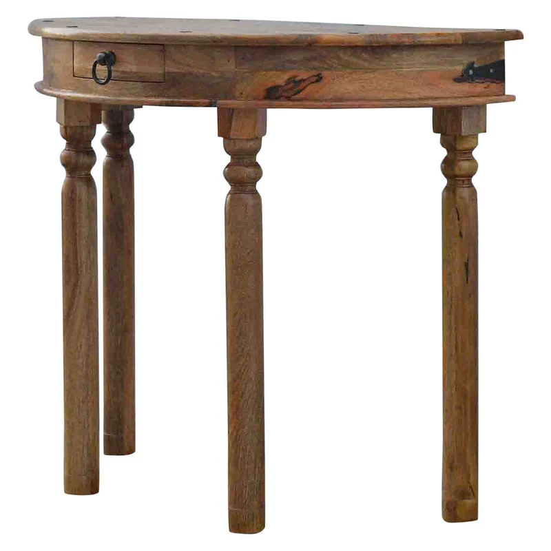 Table console demi-lune en manguier