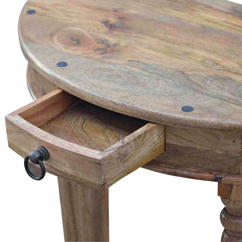 Table console demi-lune en manguier