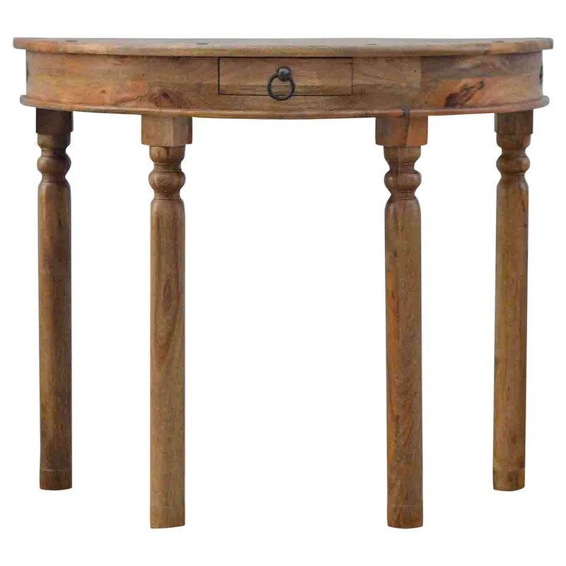 Table console demi-lune en manguier