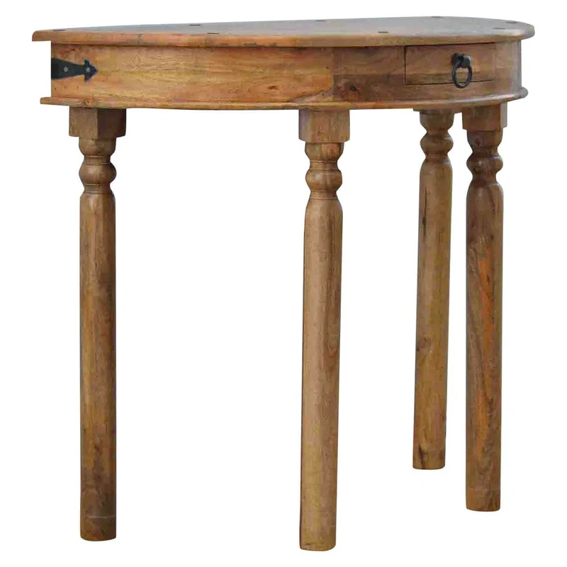 Table console demi-lune en manguier