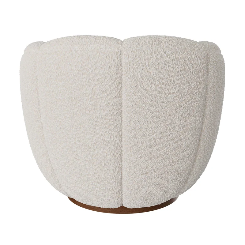 Fauteuil pivotant Ysé en tissu bouclé blanc