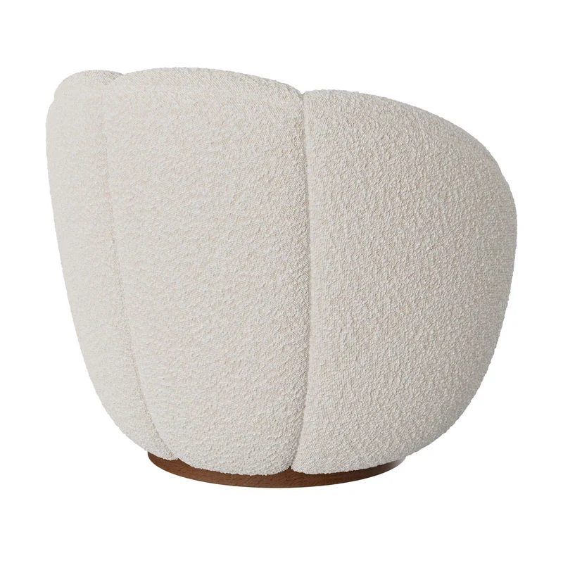 Fauteuil pivotant Ysé en tissu bouclé blanc