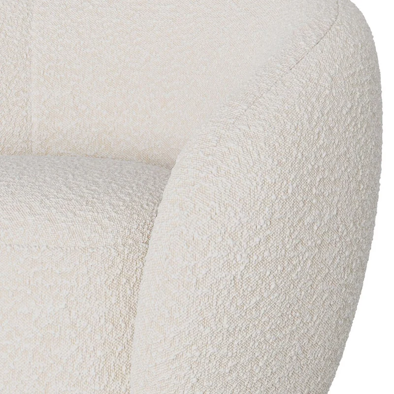 Fauteuil pivotant Naya en tissu bouclé blanc