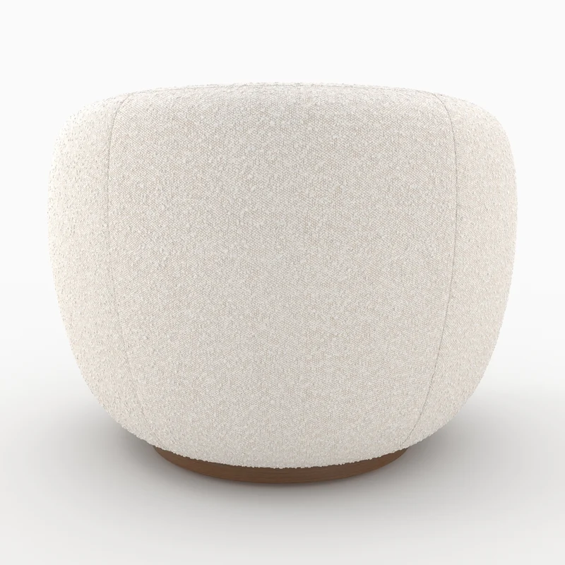Fauteuil pivotant Naya en tissu bouclé blanc