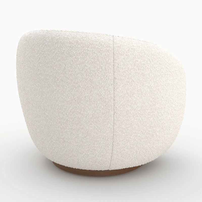 Fauteuil pivotant Naya en tissu bouclé blanc
