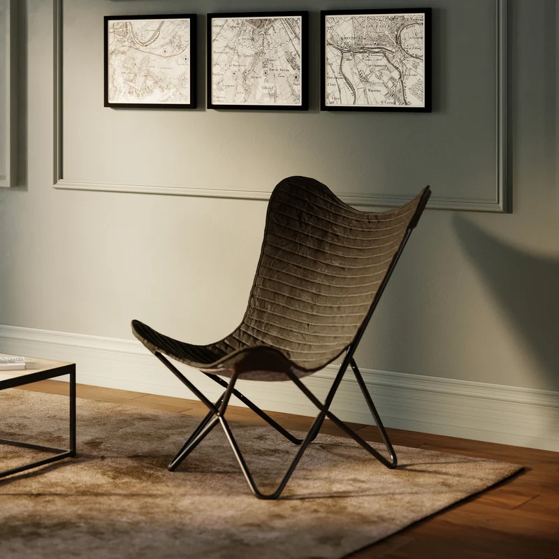 Fauteuil papillon Octave en cuir