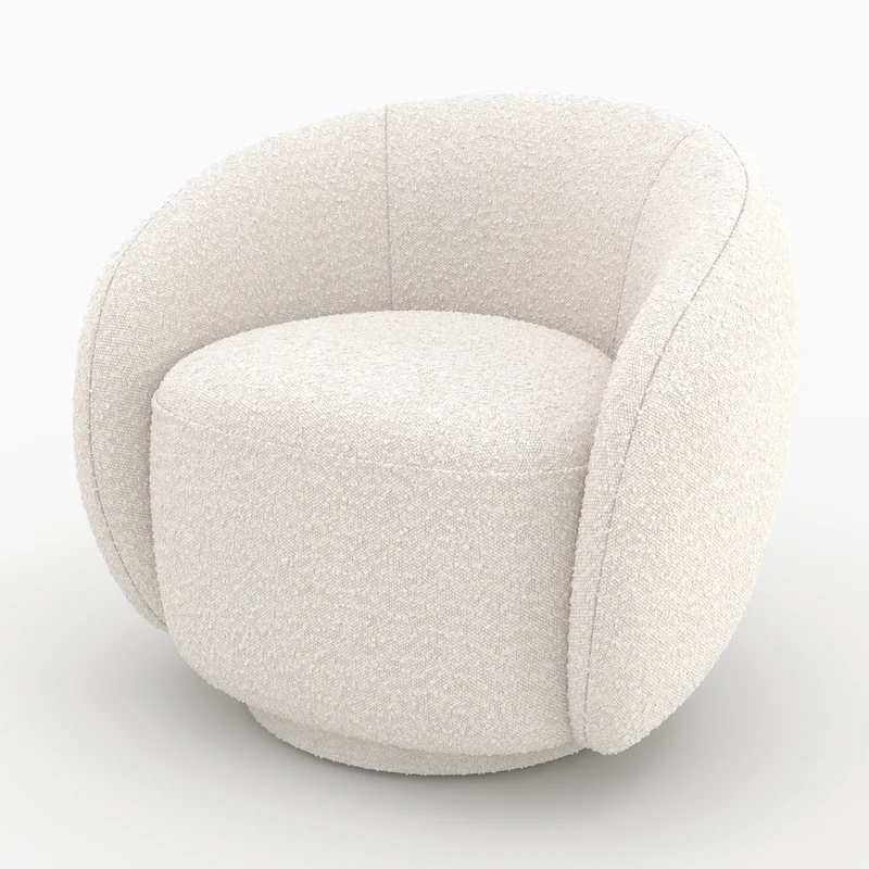 Fauteuil Naya en tissu bouclé blanc