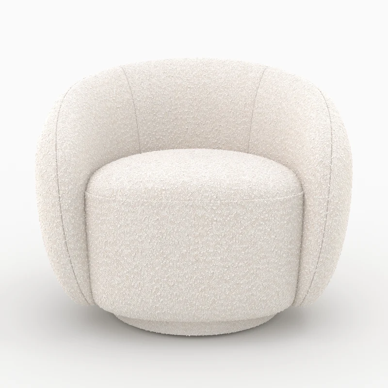Fauteuil Naya en tissu bouclé blanc
