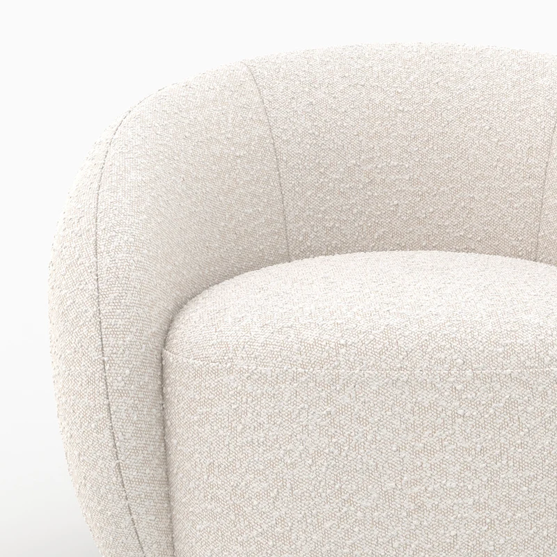 Fauteuil Naya en tissu bouclé blanc