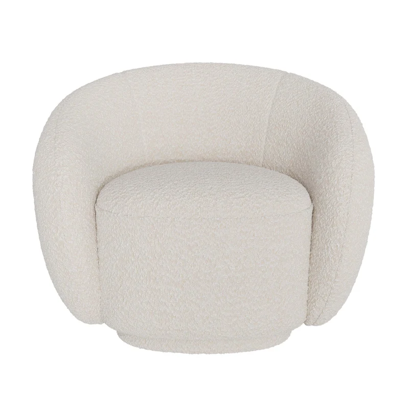 Fauteuil Naya en tissu bouclé blanc