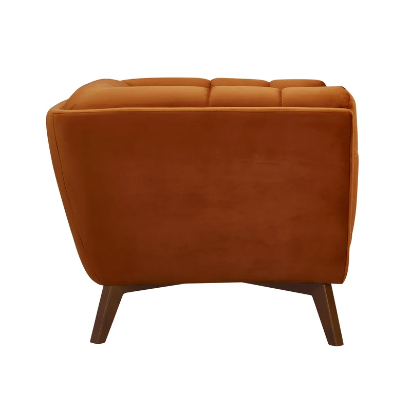 Fauteuil Mona en velours orange curcuma