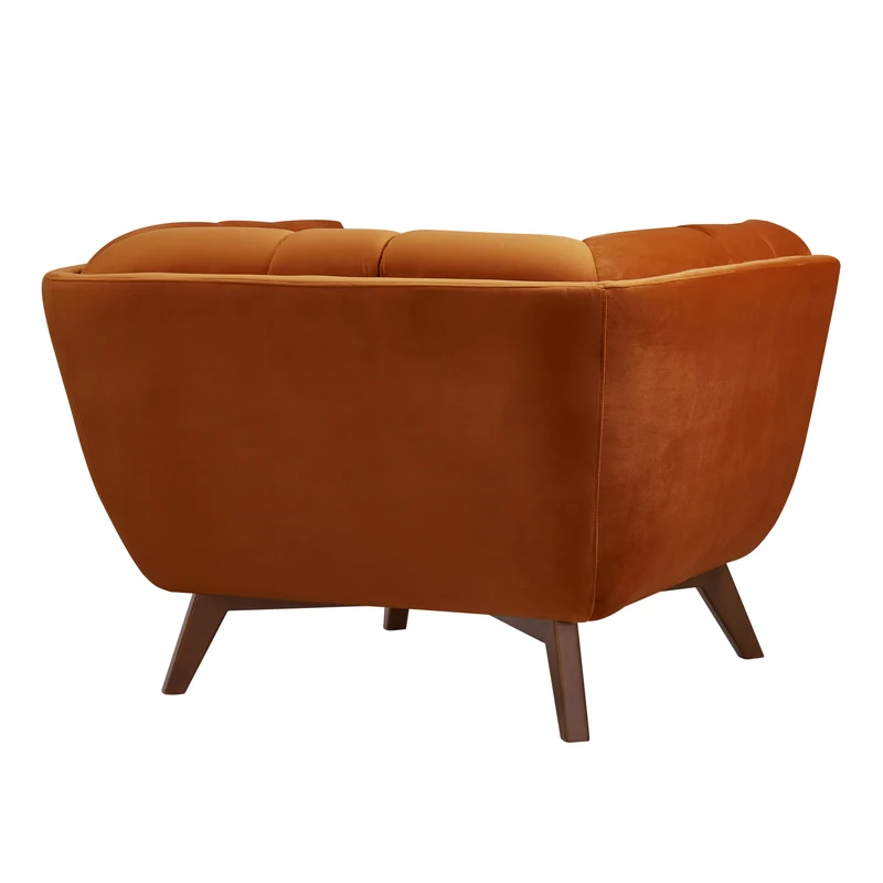 Fauteuil Mona en velours orange curcuma