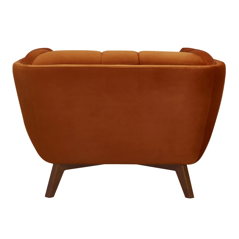Fauteuil Mona en velours orange curcuma