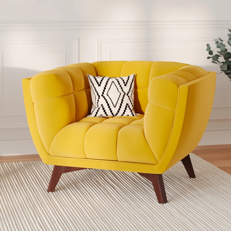 Fauteuil Mona en velours jaune