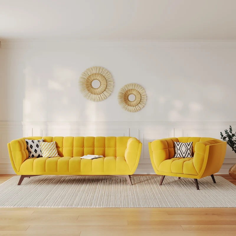 Fauteuil Mona en velours jaune