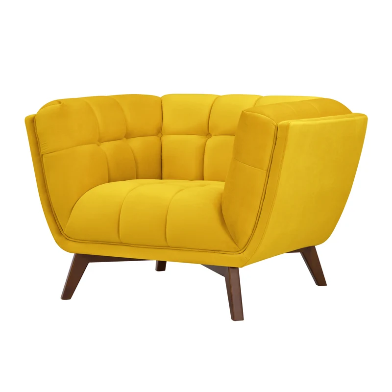 Fauteuil Mona en velours jaune