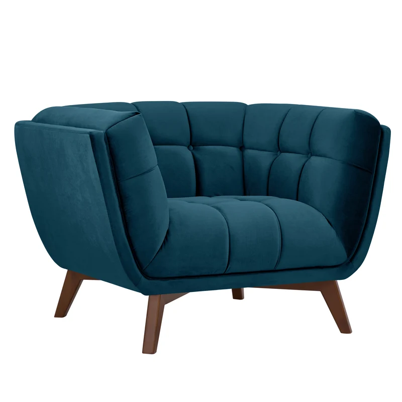 Fauteuil Mona en velours bleu foncé