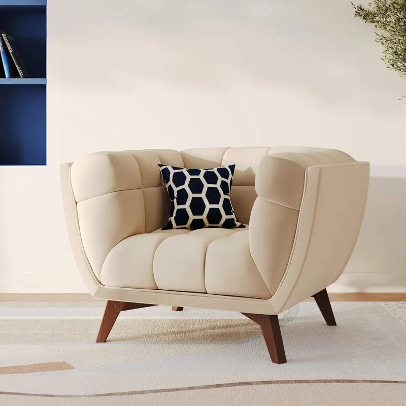 Fauteuil Mona en velours beige