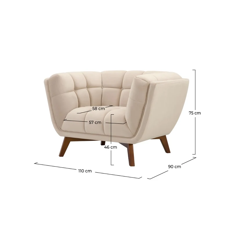 Fauteuil Mona en velours beige