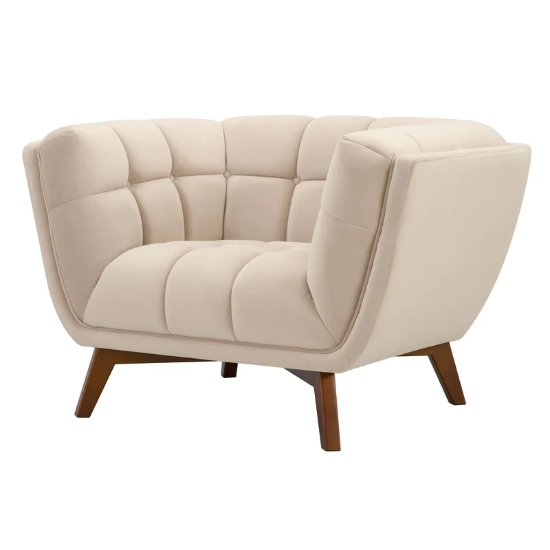 Fauteuil Mona en velours beige