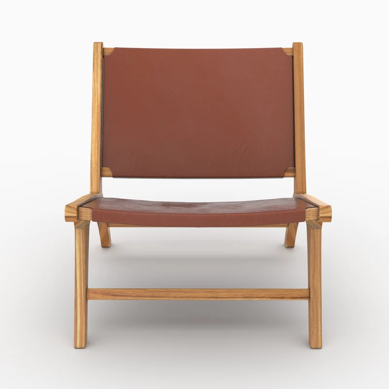 Fauteuil Kuna en teck et cuir marron