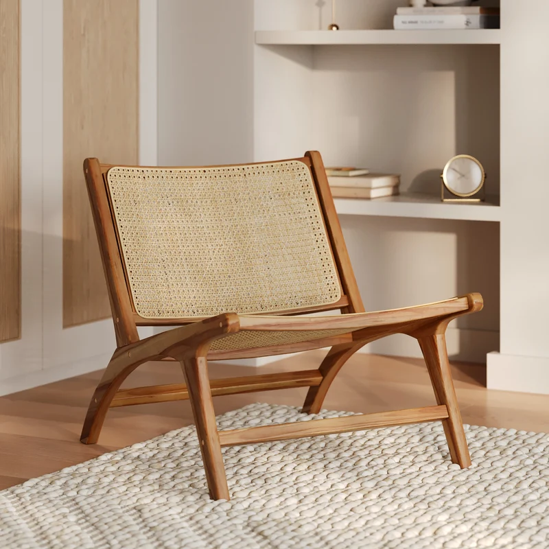 Fauteuil Kilka en teck et tressage
