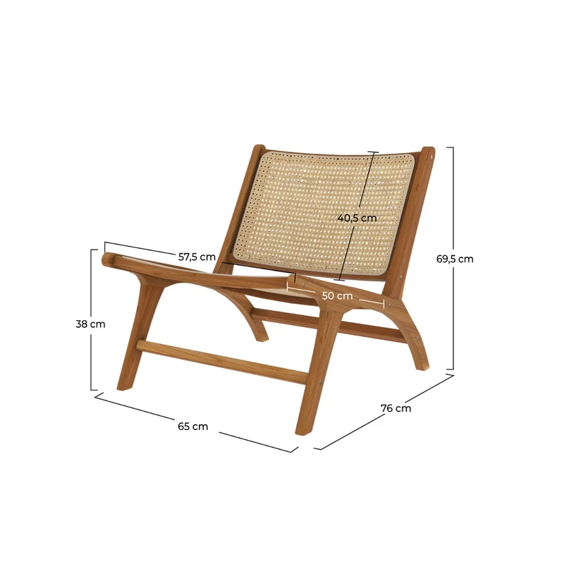 Fauteuil Kilka en teck et tressage