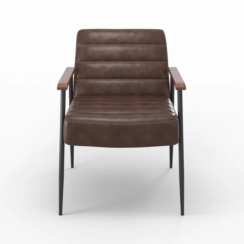 Fauteuil Hugues en cuir marron
