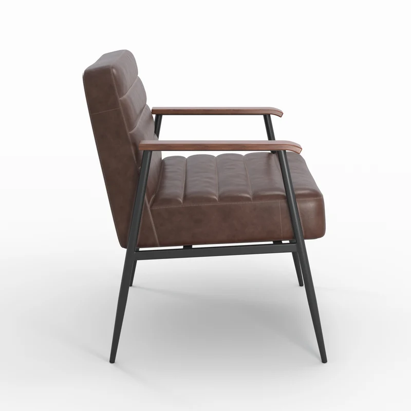 Fauteuil Hugues en cuir marron