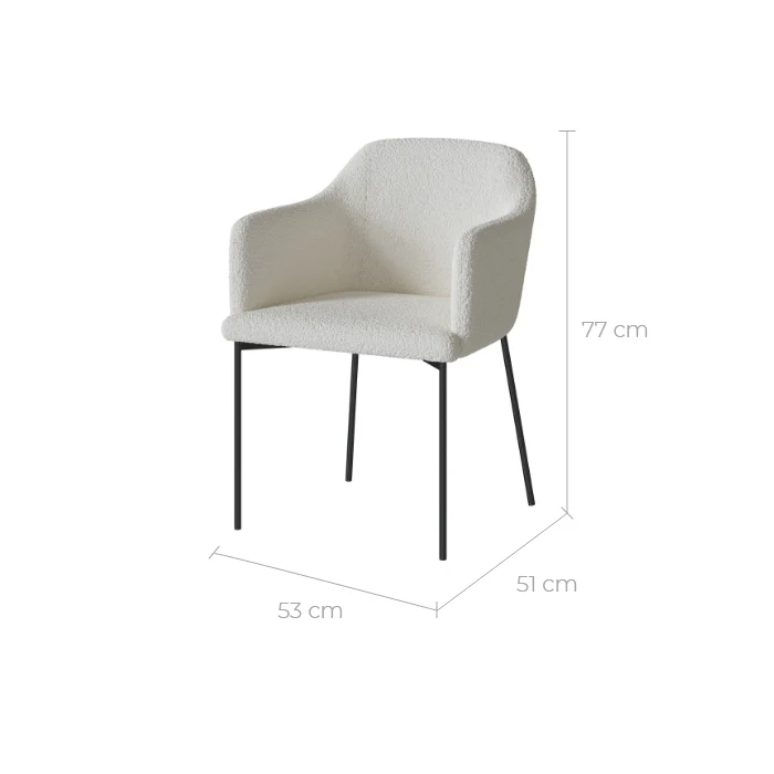Fauteuil Glam en tissu blanc effet laine bouclette