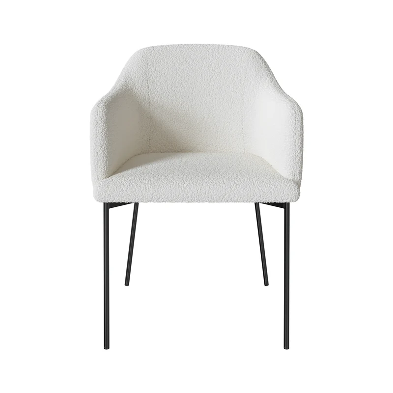 Fauteuil Glam en tissu blanc effet laine bouclette