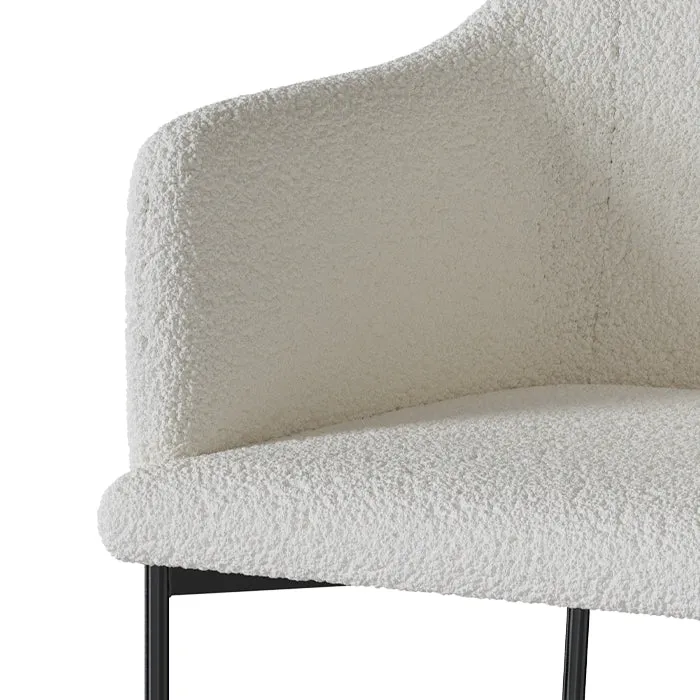 Fauteuil Glam en tissu blanc effet laine bouclette
