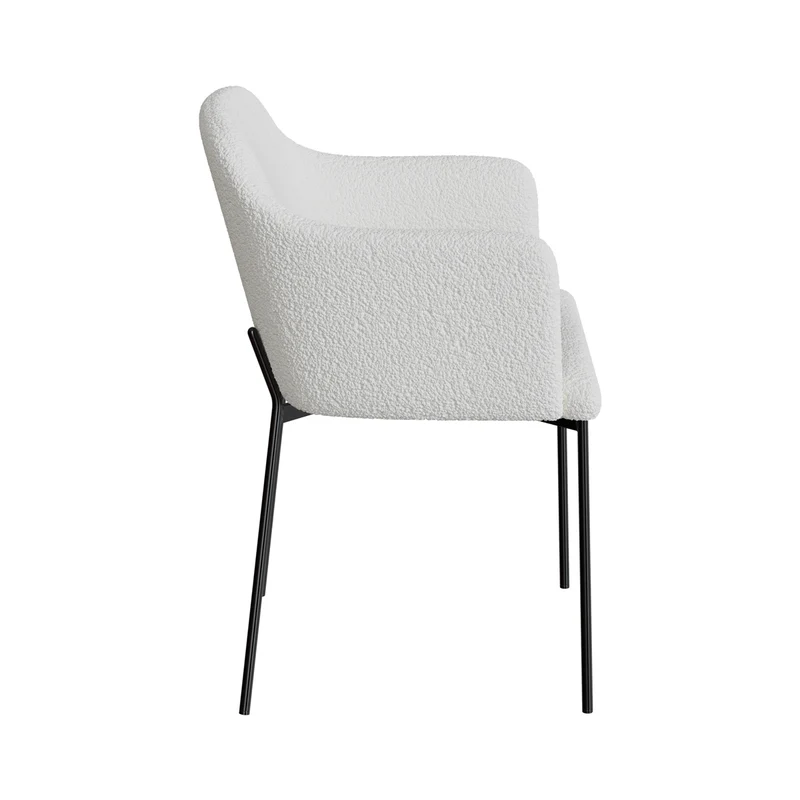 Fauteuil Glam en tissu blanc effet laine bouclette