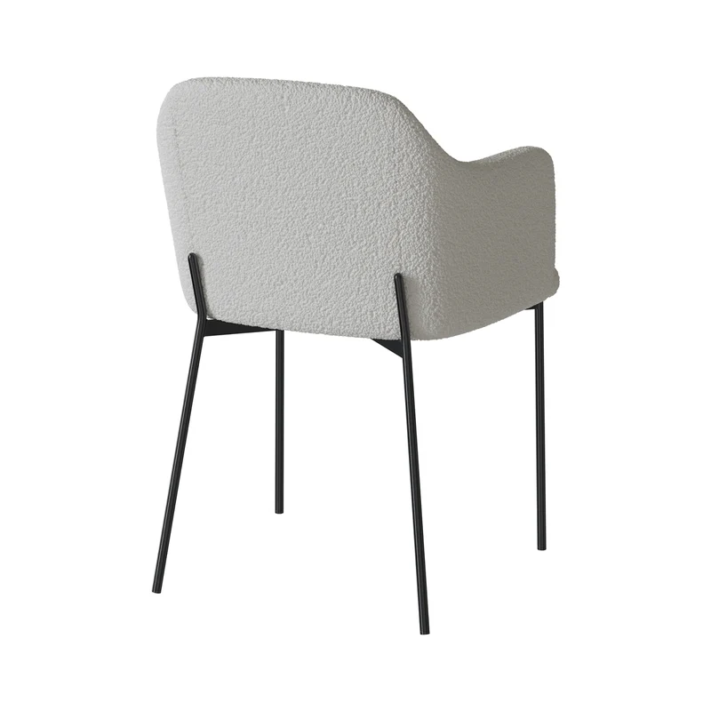 Fauteuil Glam en tissu blanc effet laine bouclette