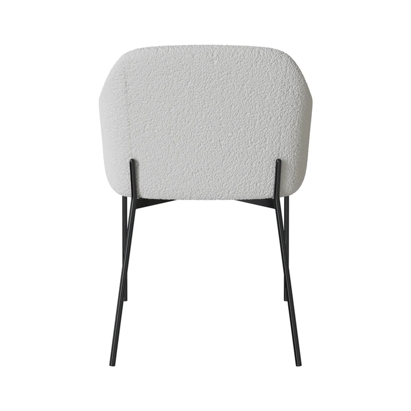 Fauteuil Glam en tissu blanc effet laine bouclette
