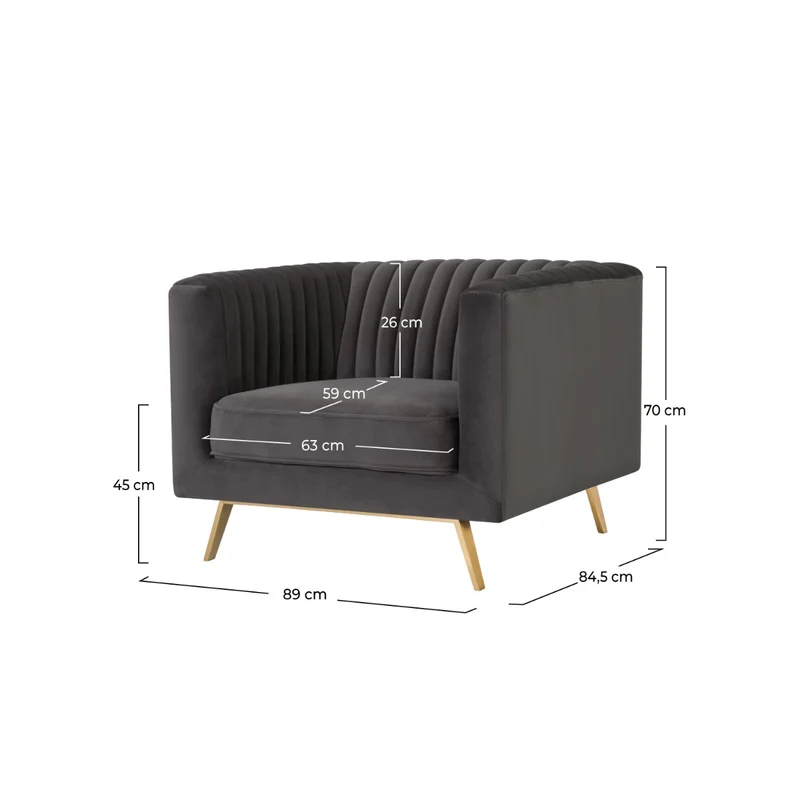 Fauteuil Gatsby en velours gris