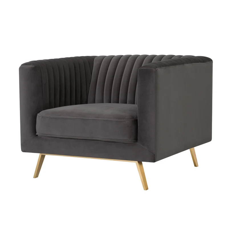 Fauteuil Gatsby en velours gris