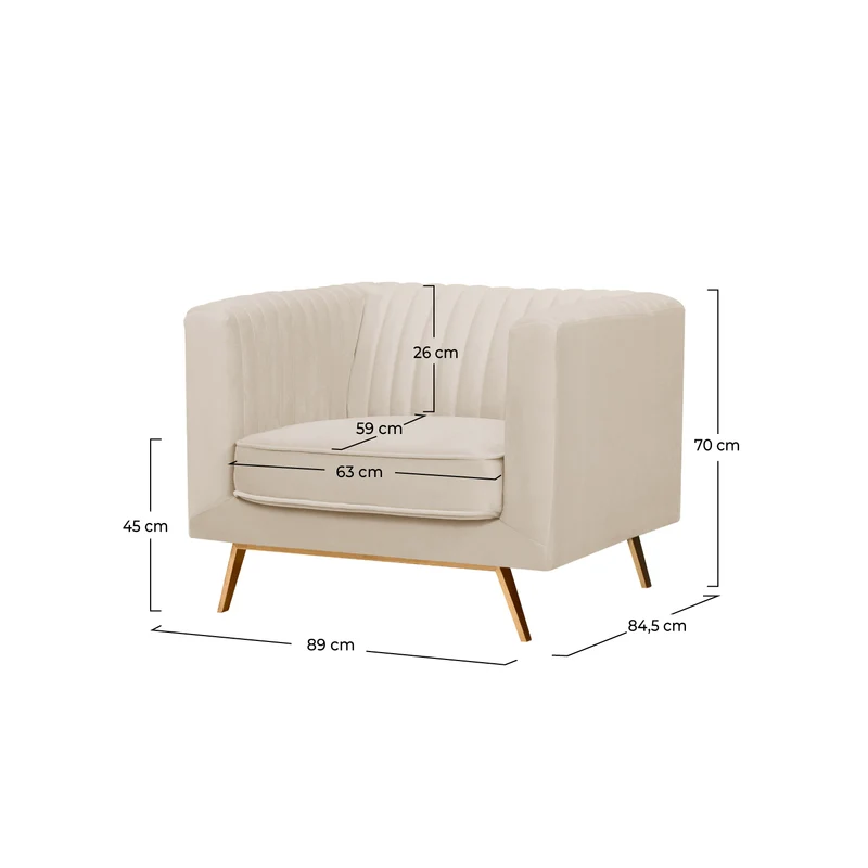 Fauteuil Gatsby en velours beige