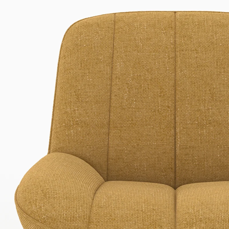 Fauteuil Elvis pivotant en tissu effet velours jaune moutarde