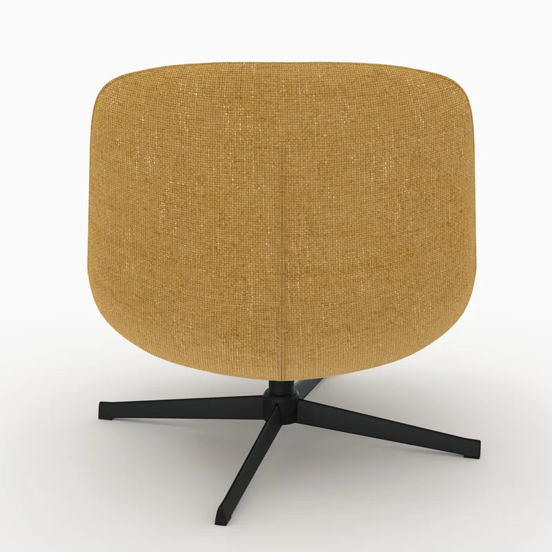 Fauteuil Elvis pivotant en tissu effet velours jaune moutarde