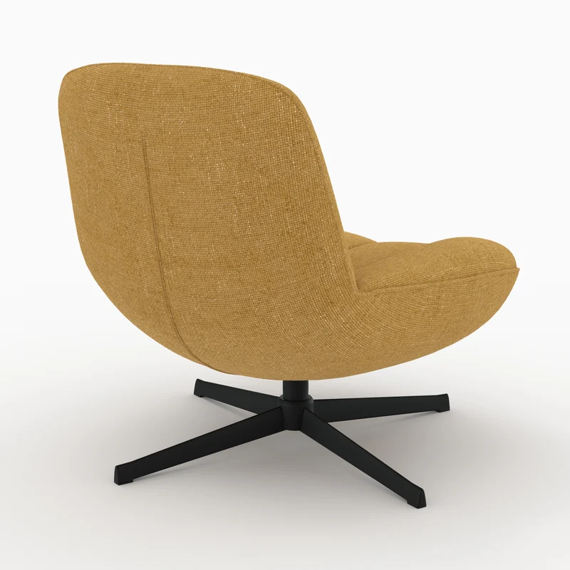Fauteuil Elvis pivotant en tissu effet velours jaune moutarde
