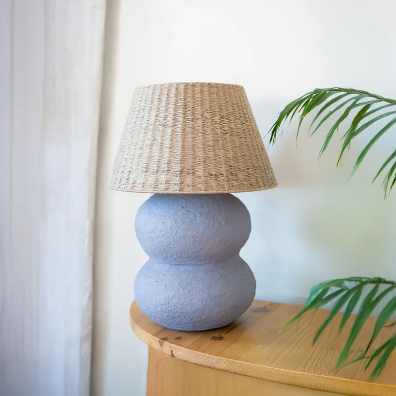 Lampe Ida en jute et papier mauve