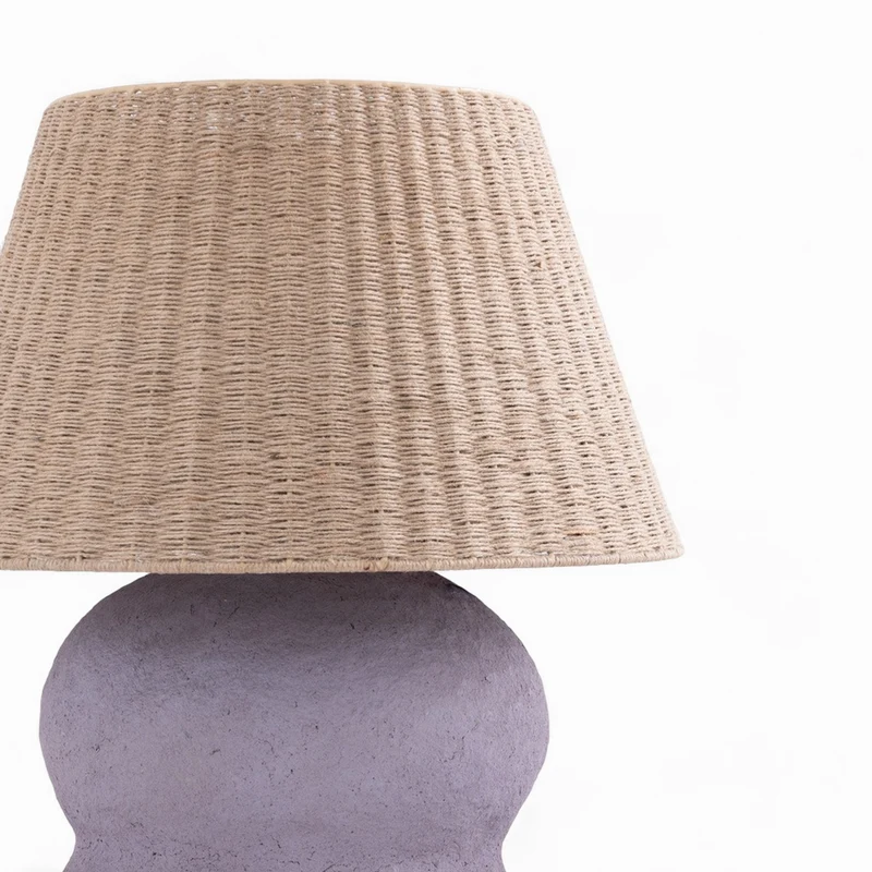 Lampe Ida en jute et papier mauve