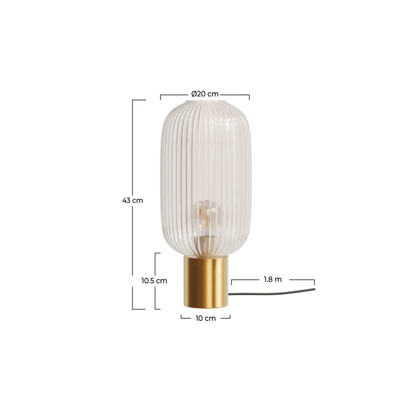 Lampe Lou en verre cannelé