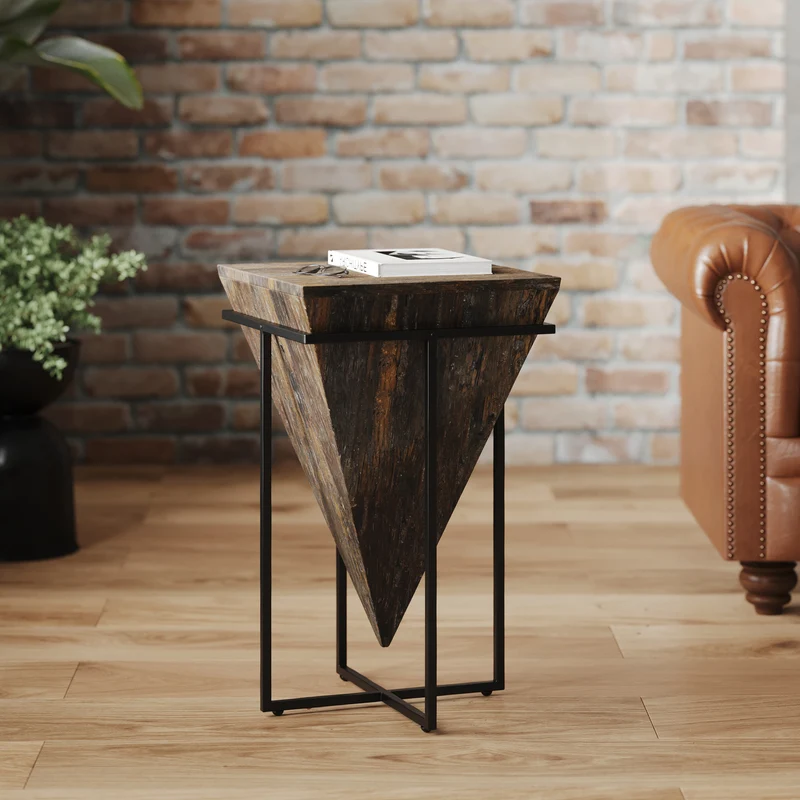 Grande table d'appoint Shanghai en bois et métal